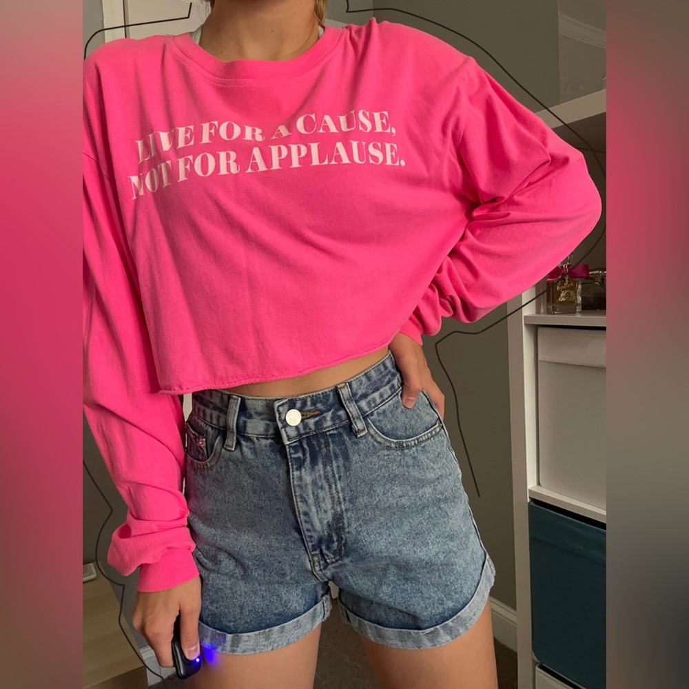 Hot pink long sleeve crop top
